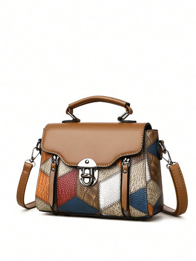 Vintage Chic: Retro Metal Flip Lock Handbag for Versatile Style