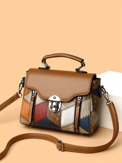 Vintage Chic: Retro Metal Flip Lock Handbag for Versatile Style