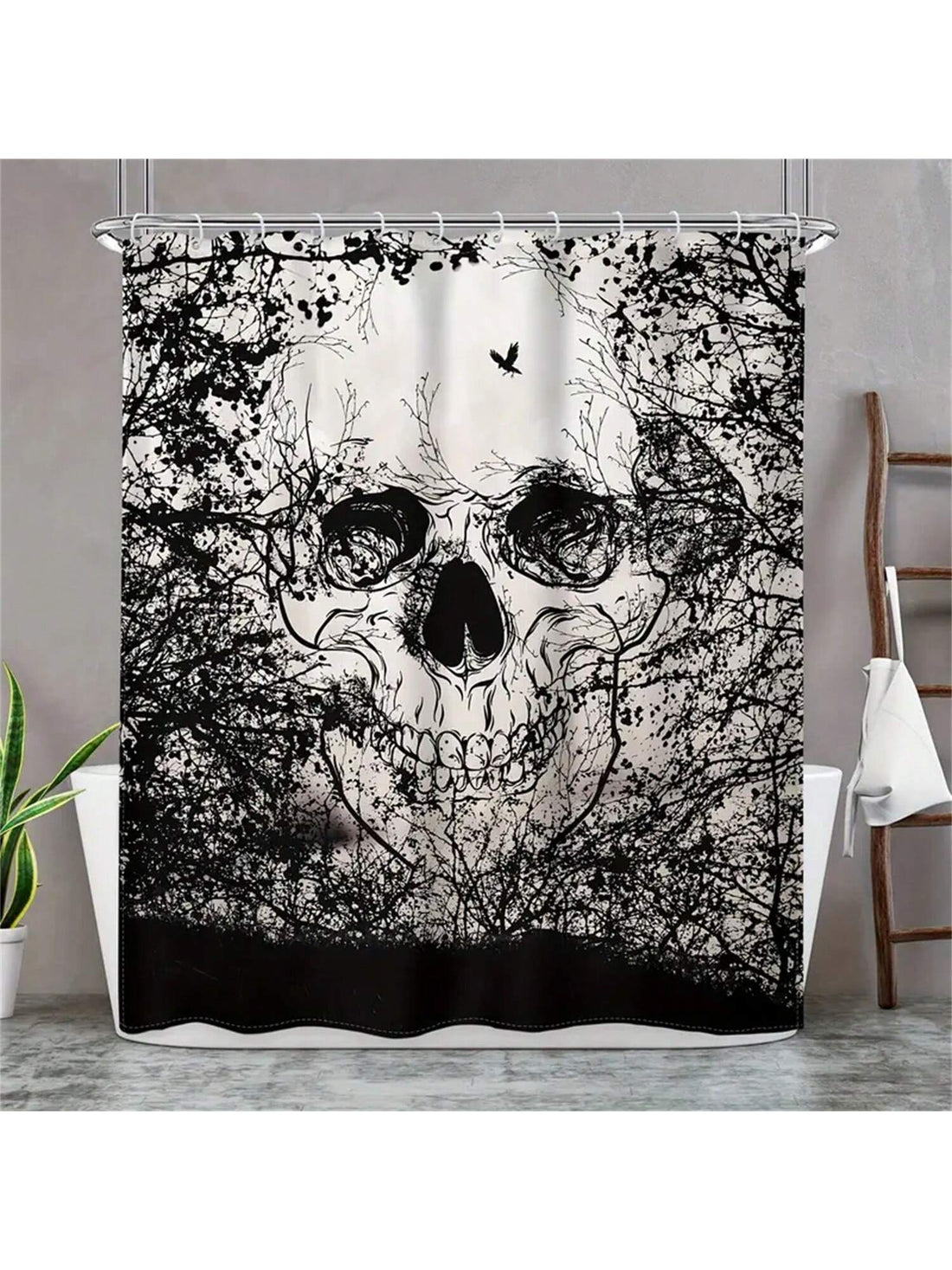 Transform your bathroom into a spooky yet stylish space with our Creepy Cool Gothic Skull Shower Curtain. Featuring a chilling horror tree and haunting skeleton design, this shower curtain will add a unique touch to your decor. Made with high quality materials, it's both functional and eerie. Upgrade your shower experience now.