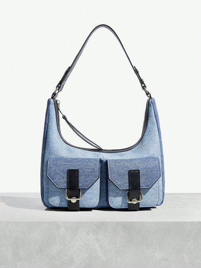 Trendy Denim Print Hobo Bag – Chic & Versatile Shoulder Bag for Everyday Style