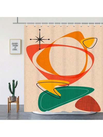 Modern Minimalist Line Art Print Waterproof Shower Curtain Set for Stylish Bathrooms