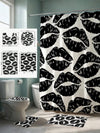 Black Lips Pattern Printed Shower Curtain - Modern Style Bathroom Decor with Anti-Mildew and Waterproof Features