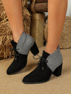 Chic Chunky Heel Suede Boots for Autumn & Winter – Stylish Lace-Up Short Boots