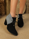 Stylish Suede Patchwork Lace-Up Boots for Women - 2024 Collection