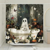 Ghoulishly Cute Halloween Ghost Pumpkin Shower Curtain Set for Spooky Bathroom Decor