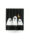 Spooky Shower: Halloween Ghost Print Waterproof Curtain with Hooks