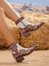 Fall Fashion Statement: Women's Embroidered Short Boots with Chunky Heel