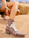 Fall Fashion Statement: Women's Embroidered Short Boots with Chunky Heel