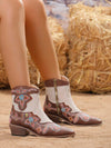 Fall Fashion Statement: Women's Embroidered Short Boots with Chunky Heel