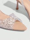 Elegant Nude Rhinestone PVC Peep-Toe Kitten Heel Sandals for Every Occasion