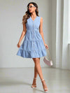 Chic Summer Sarah: Sleeveless Ruffle Hem Denim Dress for Effortless Style