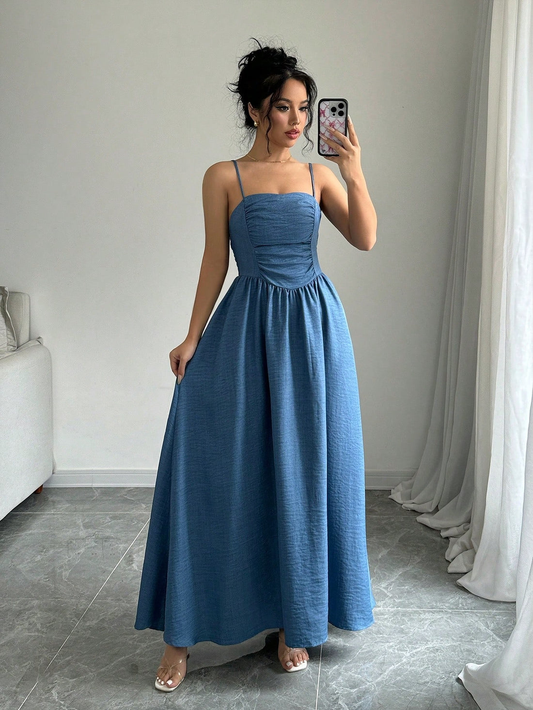 Introducing a versatile addition to your wardrobe - the Ruffle Hem Dress. With a solid color design and playful ruffle hem, this staple piece is perfect for any occasion. Made with high-quality materials, it's a stylish and comfortable choice for everyday wear. Add this dress to your collection today!