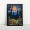 Moonlit Wildflowers: Mystical Midnight Enchantment Wall Art