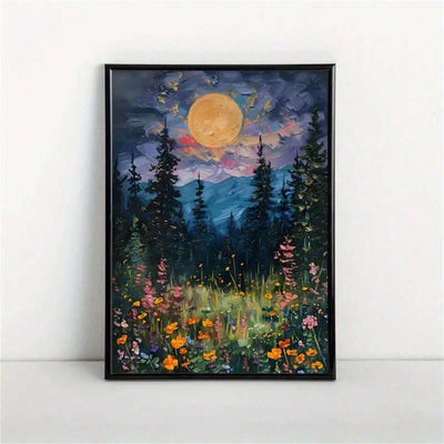 Moonlit Wildflowers: Mystical Midnight Enchantment Wall Art