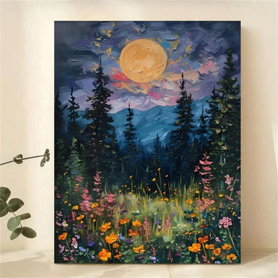 Moonlit Wildflowers: Mystical Midnight Enchantment Wall Art