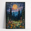 Moonlit Wildflowers: Mystical Midnight Enchantment Wall Art