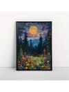 Moonlit Wildflowers: Mystical Midnight Enchantment Wall Art