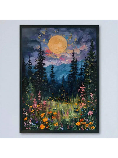 Moonlit Wildflowers: Mystical Midnight Enchantment Wall Art