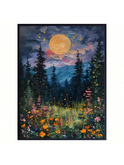 Moonlit Wildflowers: Mystical Midnight Enchantment Wall Art