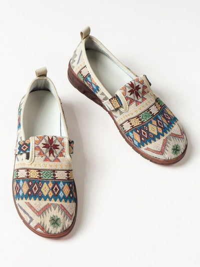 Geometric Embroidered Comfort Loafers: Stylish and Practical Work Shoes for Every Day