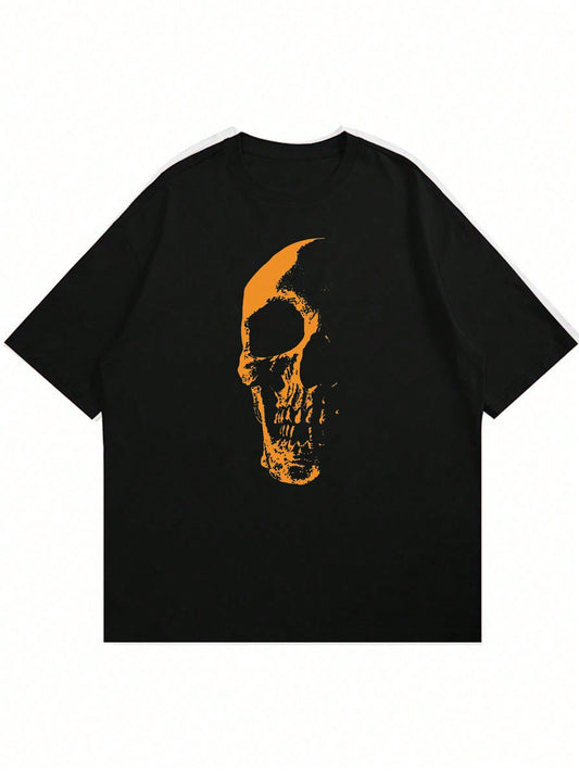 Men's Edgy Skull Print Tee: Streetwear with Attitude