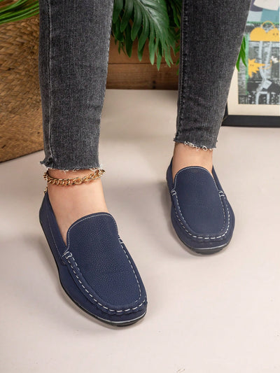 Women's Color Contrast Chain Handmade Loafers: Stylish and Breathable Outdoor Shoes