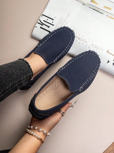 Women's Color Contrast Chain Handmade Loafers: Stylish and Breathable Outdoor Shoes