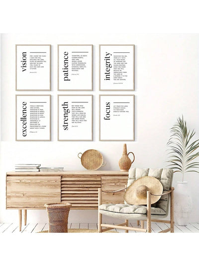 Faithful Inspirations: 6-Piece Bible Verse Wall Art Set - Ideal Gift for Home and Office Decor