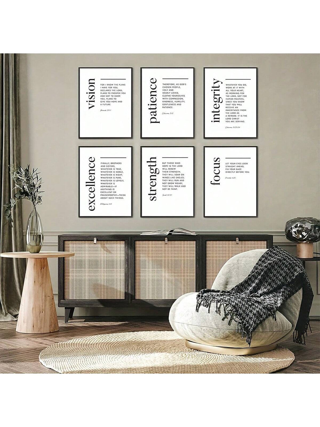 Enhance your home or office with this 6-piece Bible verse wall art set, featuring inspiring messages and beautiful designs. Perfect as a gift, these pieces are a reminder of faith and can bring a sense of peace and inspiration to any space. Made with high-quality materials for long-lasting beauty.