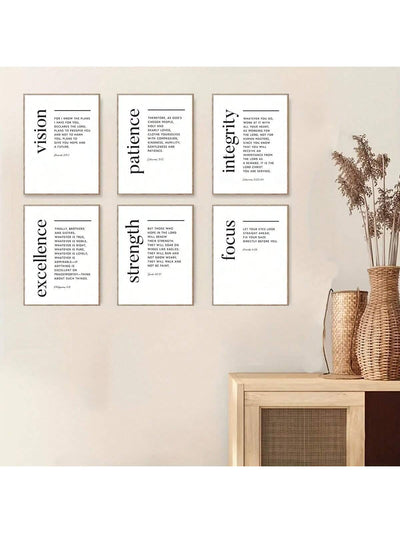 Faithful Inspirations: 6-Piece Bible Verse Wall Art Set - Ideal Gift for Home and Office Decor