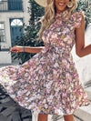 Vibrant Vacation: Floral Print Ruffle Hem Belted Dress