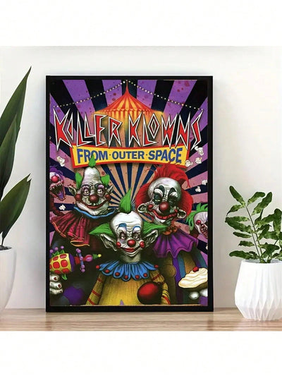 Space Clown Nightmare: Haunting Horror Movie Poster for Autumn Home Decor