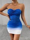 Chic Ombre Drape Twist Bandeau Dress for Effortless Elegance