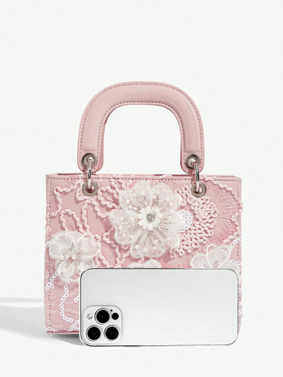 Elegant Floral Top Handle Evening Bag - Perfect for Weddings, Parties, and Special Occasions