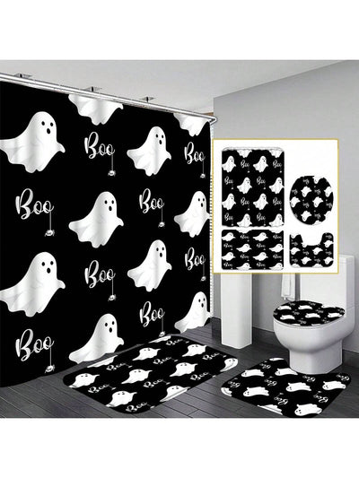 Spooky and Cute: Halloween Ghost Printed Shower Curtain Set