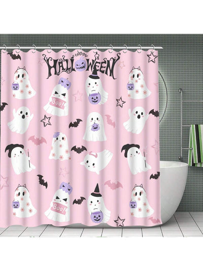 Spooky and Cute: Halloween Ghost Printed Shower Curtain Set