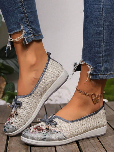 Spring Blossom Embroidered Floral Flat Casual Shoes for Women