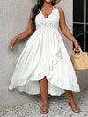 Effortless Vacation Vibes: Plus Size Ruffled Hem Spaghetti Strap Dress