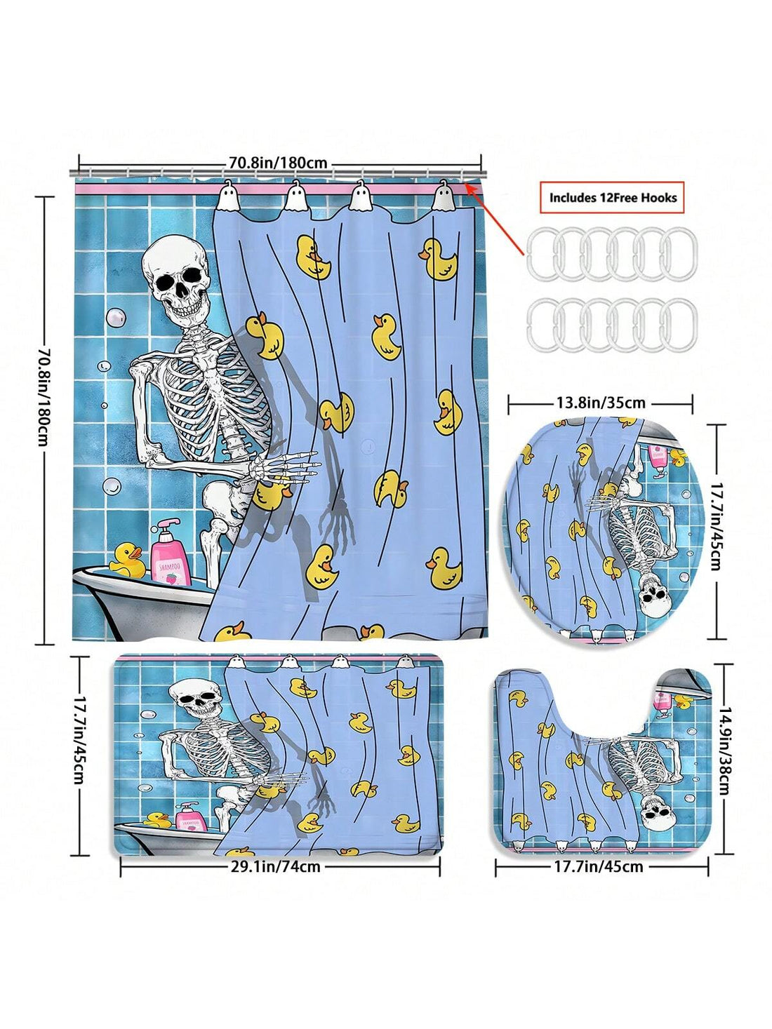 Transform your bathroom into a spooky escape with our Ghoulishly Great Halloween Skull Shower Curtain Set. Made from high-quality materials, this set features a unique skull design that will add a touch of horror to your morning routine. Perfect for Halloween or year-round use.