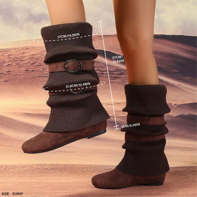 Asymmetrical Stripe Knitted Slouch Boots: Cozy and Chic Winter Essential for Women