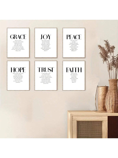 Trust in the Lord - Bible Verse Wall Art Set of 6 Prints for Christian Decor