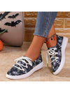 Skull Print Lace-Up Sneakers: Spooky Style for Halloween 2024