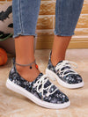 Skull Print Lace-Up Sneakers: Spooky Style for Halloween 2024