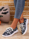 Skull Print Lace-Up Sneakers: Spooky Style for Halloween 2024