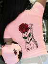 Chic & Casual: Women's Rose Letter Print Short Sleeve T-Shirt