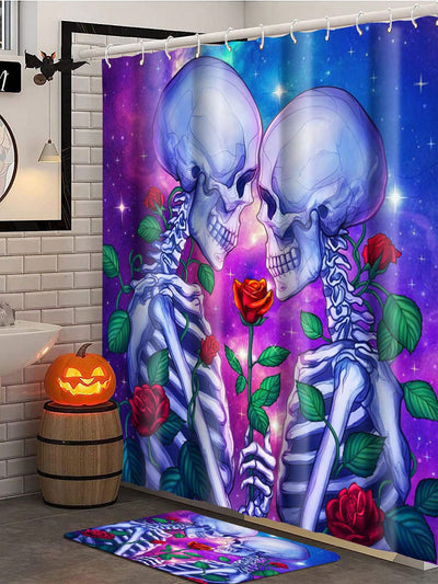 Spooky Shower Style: Halloween Printed Waterproof Bathroom Curtain with Hooks