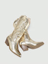 Chic Golden Suede Pointed Toe Chunky Heel Western Boots - Perfect for Fall & Winter