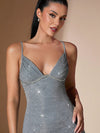 Stunning Asymmetric Ruffle Hem Glitter Slip Dress for Women – Perfect for Parties and Nightclubs