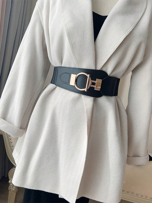 Vintage Chic: Versatile Solid Color PU Leather Waist Belt for Effortless Style