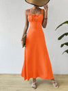 Chic Summer Essential: Solid Color Square Neck Waist-Cinched Dress